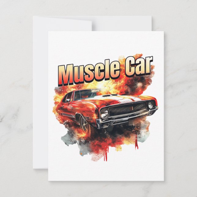 Muscle Car on Fire Note Card (Front)