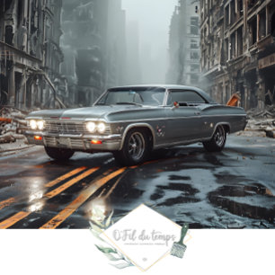 Muscle Car Post-Apocalyptic city scape Decoupage  Tissue Paper