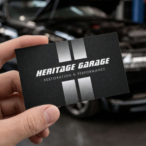 Muscle Car Restoration Racing Stripes Black Business Card