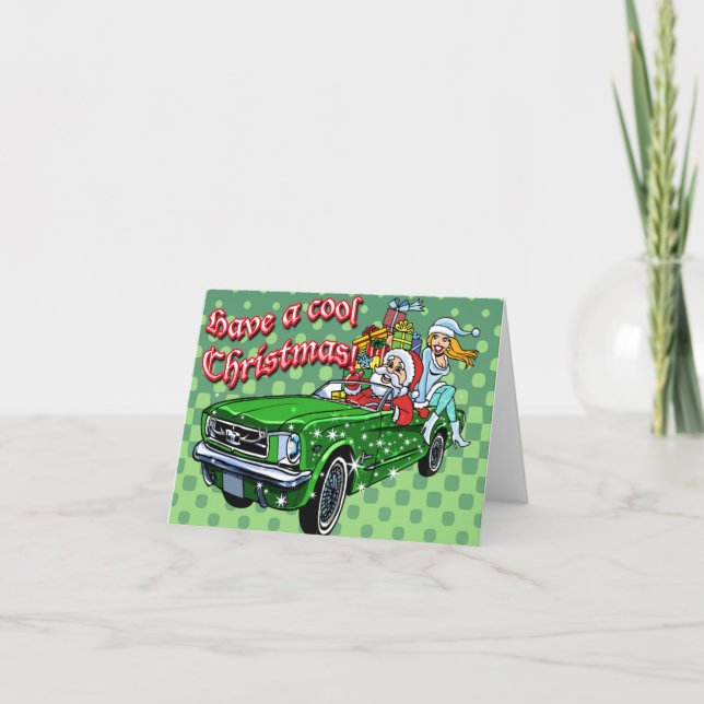 Muscle Car Santa Holiday Card (Front)