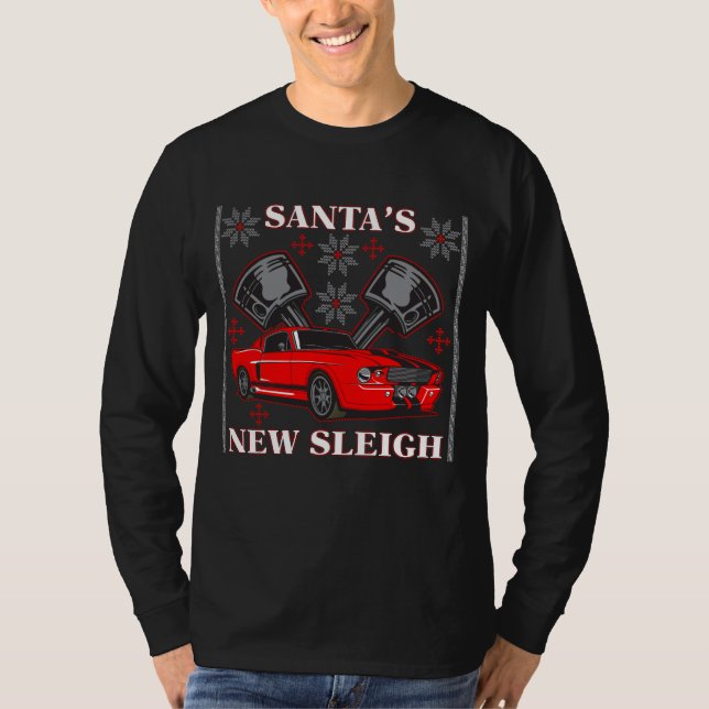 Muscle Car Santa's New Sleigh Ugly Holiday Sweater (Front)