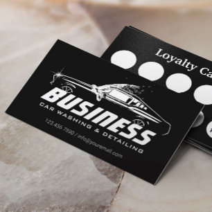 Muscle Car Splash Car Wash Auto Detailing Loyalty Business Card