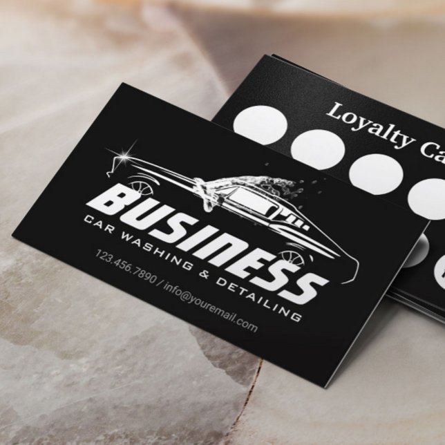 Muscle Car Splash Car Wash Auto Detailing Loyalty Business Card (Creator Uploaded)