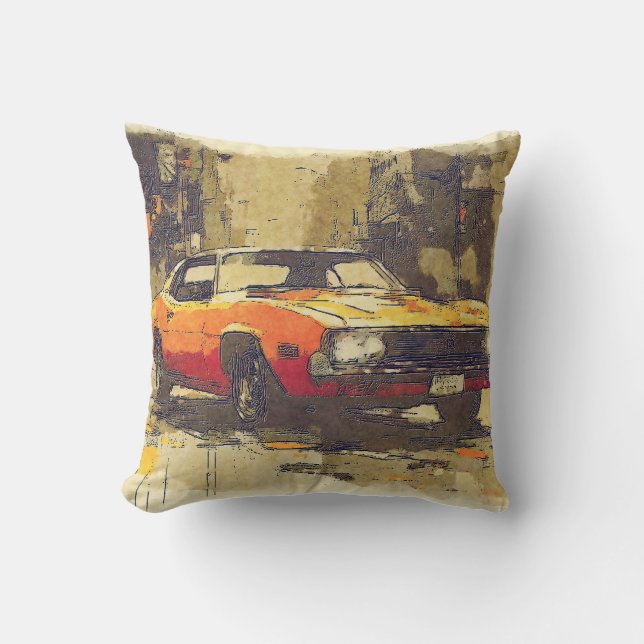Muscle Car Throw Pillow (Front)