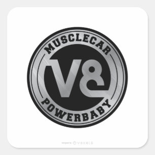 Muscle Car V8 Square Sticker