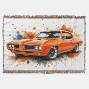 Muscle Car Woven Throw Blanket