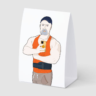 Muscle Daddy Taking a Selfie at the Gym Paper Table Tent