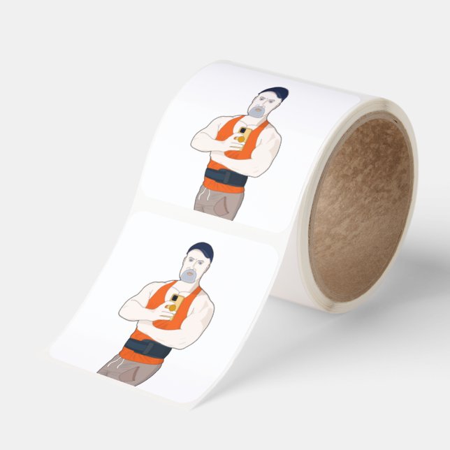 Muscle Daddy Taking a Selfie at the Gym Square Sticker (Roll)