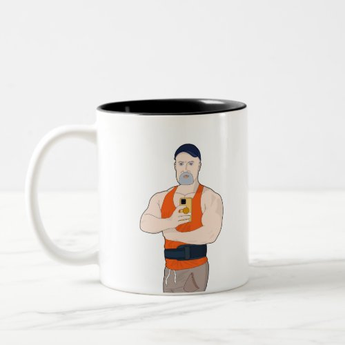 Muscle Daddy Taking a Selfie at the Gym Two_Tone Coffee Mug