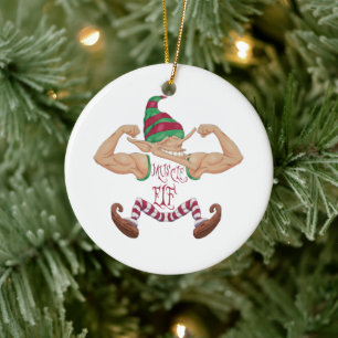 Muscle Elf Ceramic Ornament