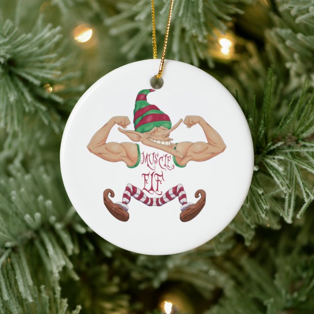 Muscle Elf Ceramic Ornament (Tree)