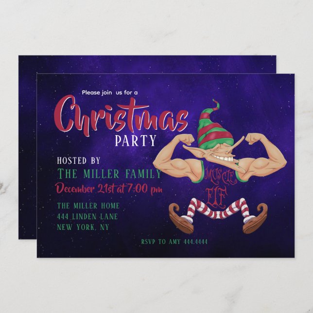 Muscle Elf Invitation (Front/Back)
