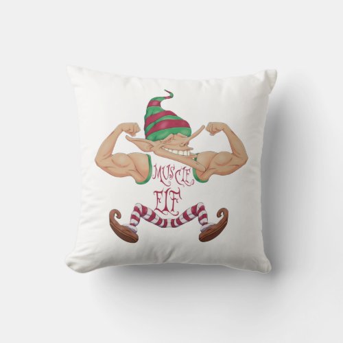 Muscle Elf Throw Pillow