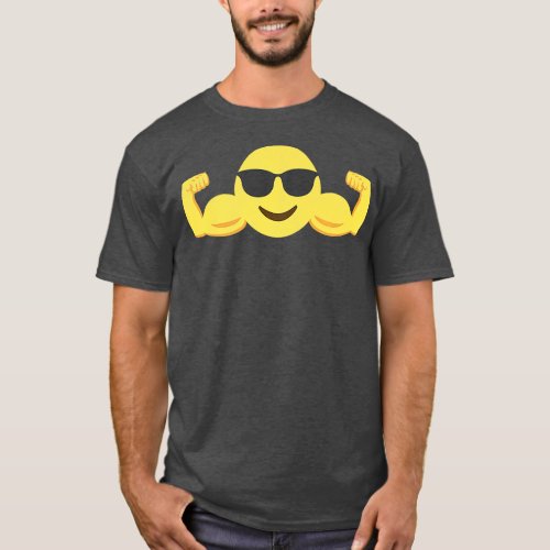 Muscle Emoticon with sunglasses Premium  T_Shirt