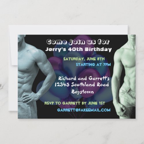 Muscle Guys Custom Birthday Invitation