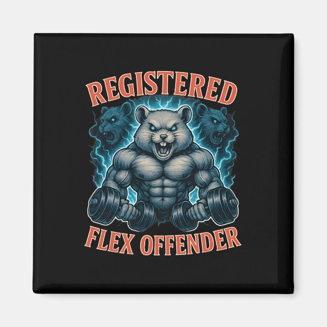 Muscle Hamster Registered Flex Offender Funny Gym  Magnet (Front)