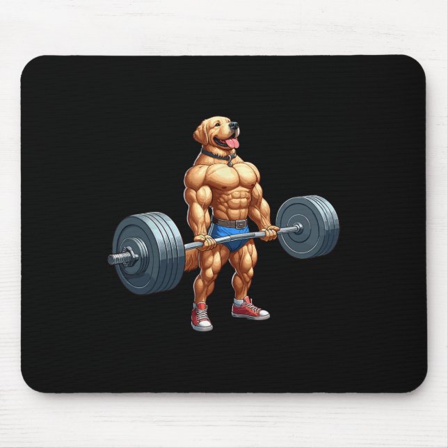 Muscle Labrador Dog Deadlifting Gym Weightlifting  Mouse Pad (Front)