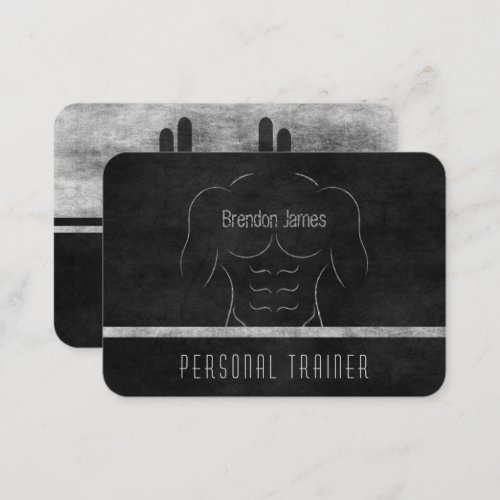 Muscle Man Fitness Coach Personal Trainer Black Business Card