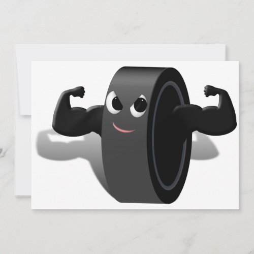 Muscle Man Hockey Puck Invitation