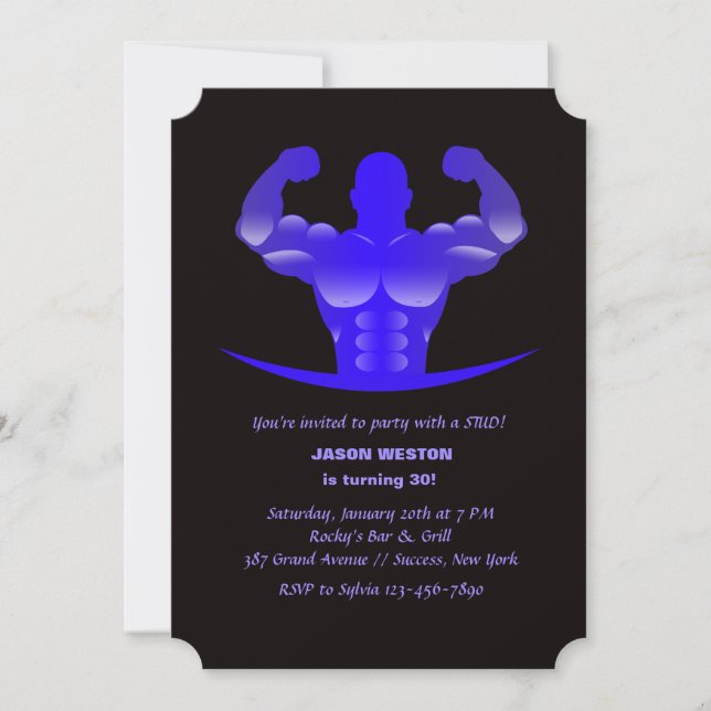Muscle Man Invitation (Front)