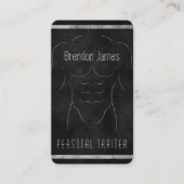 Muscle Man Outline Black Personal Trainer Vertical Business Card (Front)