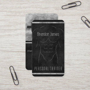 Muscle Man Outline Black Personal Trainer Vertical Business Card