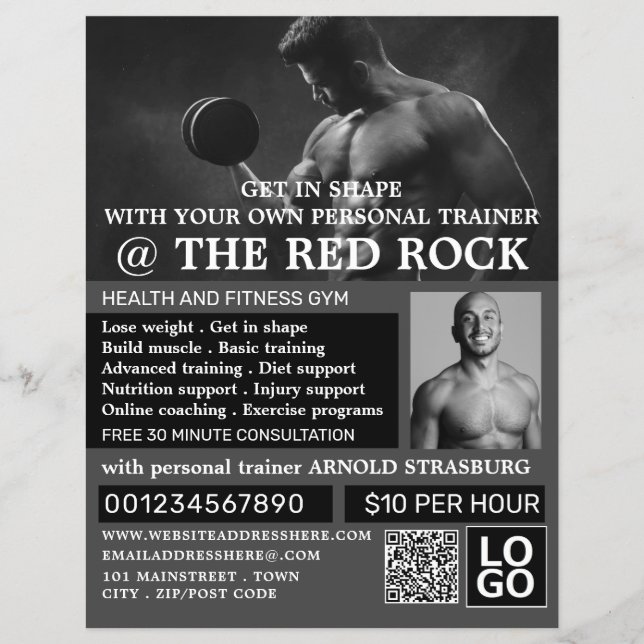 Muscle Man, Personal trainer, Gym Advertising  Flyer (Front)