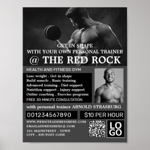 Muscle Man, Personal trainer, Gym Advertising Poster