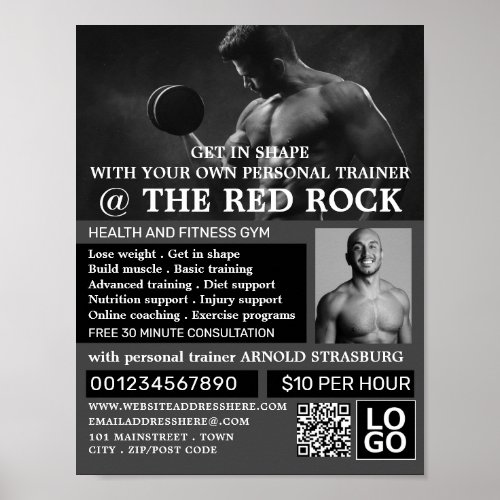 Muscle Man Personal trainer Gym Advertising Poster