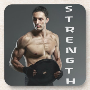 Muscle Man Strength Lift Weights Gym Workout Beverage Coaster