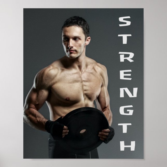 Muscle Man Strength Lift Weights Gym Workout Poster (Front)