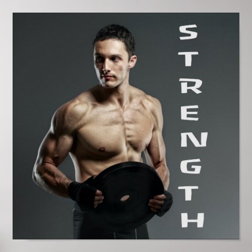 Muscle Man Strength Lift Weights Gym Workout Poster