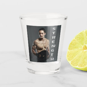 Muscle Man Strength Lift Weights Gym Workout Shot Glass