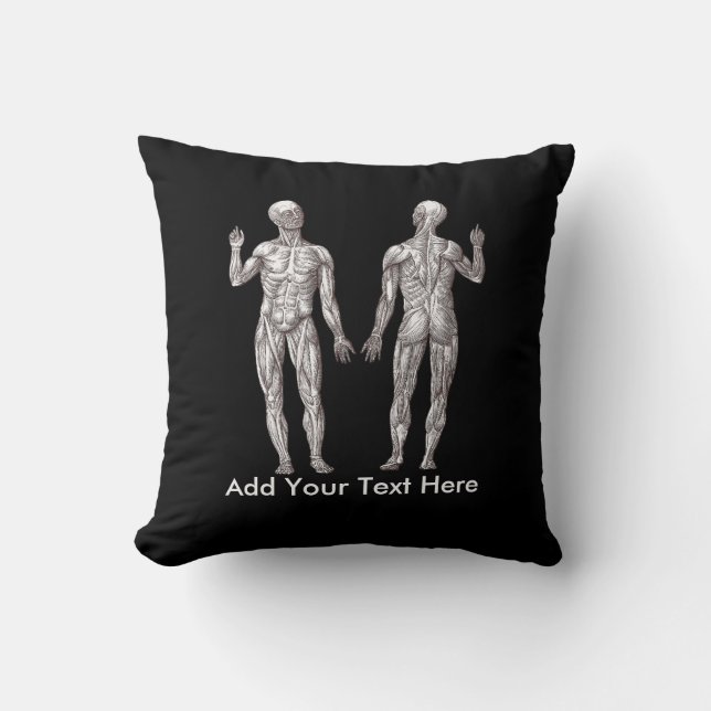 Muscle Men - Anatomy of the Human Muscular System Throw Pillow (Front)
