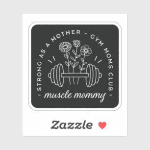Muscle mommy gym mom strong mother funny sticker