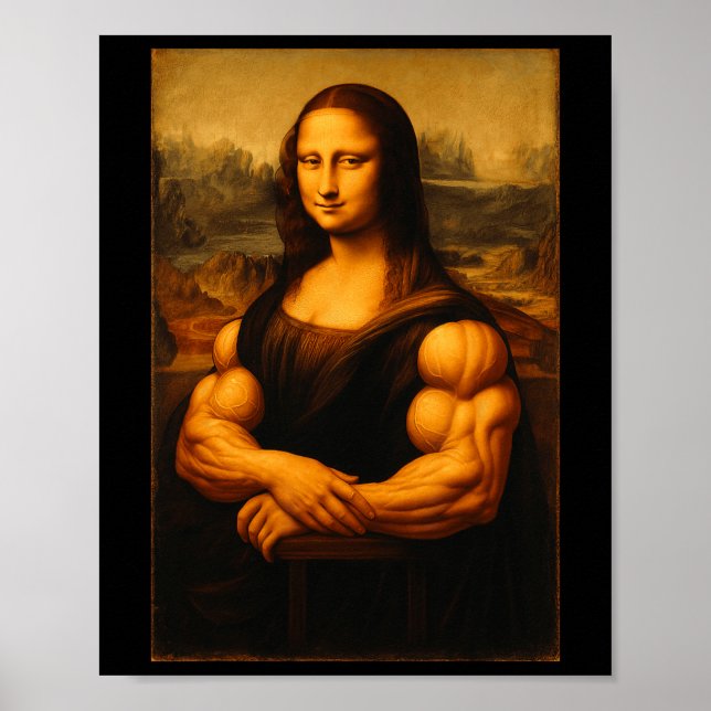 Muscle Mona Lisa Bodybuilder Weightlifting Gym And Poster (Front)
