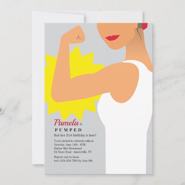 Muscle Power Birthday Party Invitation (Front)