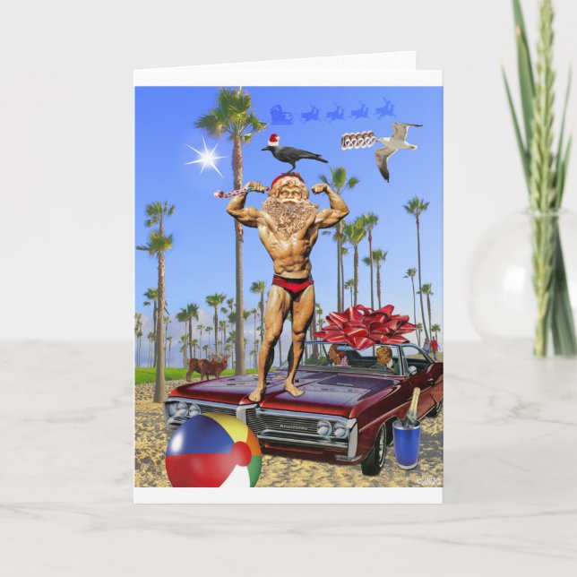 Muscle Santa Greeting Card (Front)