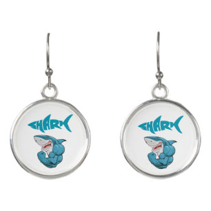 muscle shark earrings