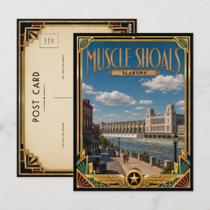 Muscle Shoals Alabama Vintage Art Deco Golden Age Postcard