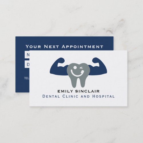 Muscle Tooth Logo Dentist Appointment Business Card