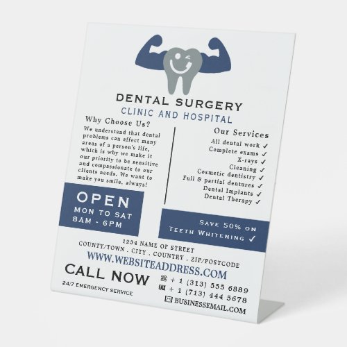 Muscle Tooth Logo Dentistry Dentist Advertising Pedestal Sign