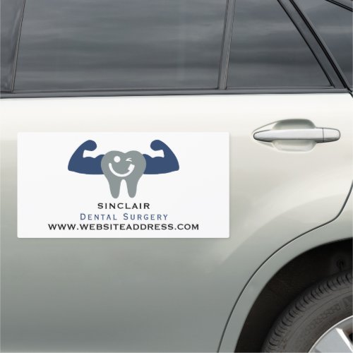 Muscle Tooth Logo Dentistry Dentist Car Magnet