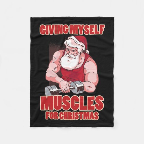 Muscle Xmas Weightlifting Santa Claus Costume Snow Fleece Blanket