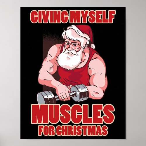 Muscle Xmas Weightlifting Santa Claus Costume Snow Poster