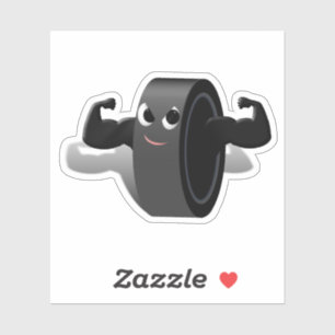 Muscleman Hockey Puck Sports Sticker