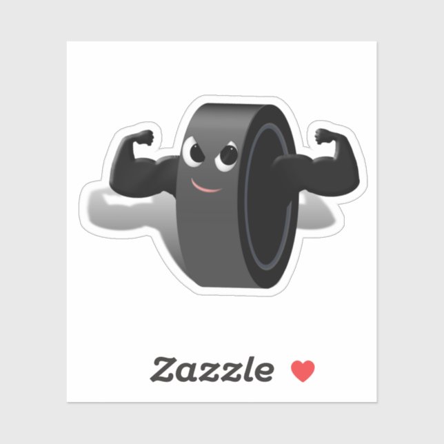 Muscleman Hockey Puck Sports Sticker (Sheet)