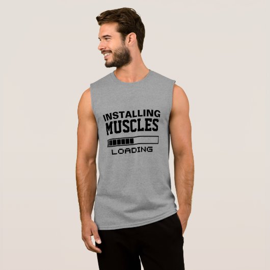 Muscles Funny Geek Sleeveless Shirt (Front Full)