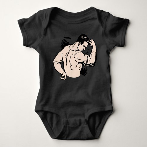 muscles strong man body builder baby bodysuit