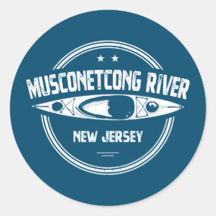 Musconetcong River New Jersey Kayaking Classic Round Sticker